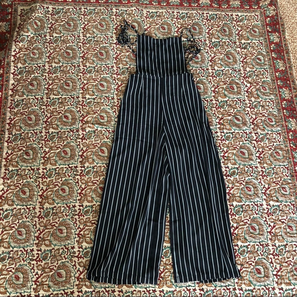 Forever 21 Striped Wide Leg Overalls